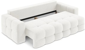 Biała rozkładana sofa z materiału bouclé 255 cm Milu – Makamii