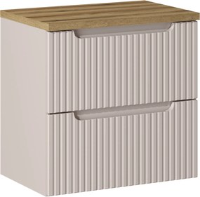 Szafka umywalkowa z szufladami Nova 60 cm z blatem, kaszmir mat/dąb coast evoke