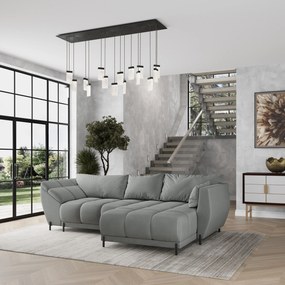 Masseno Narożnik VESTANO  z funkcją spania i pojemnikiem na pościel Narozniki L, Rozkładana sofa - Szary, MATT VELVET 85