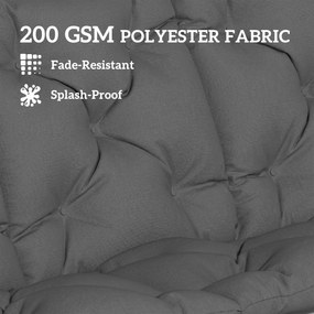 Outsunny Poduszka wodoodporna antypoślizgowa na huśtawkę outdoorowa z oparciem i paskami 150 x 100 cm ciemnoszara | Aosom PL