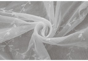 Biała zasłona VINTORA ze wzorem liści 140x250 cm Zawieszanie: Taśma z wiązaniami