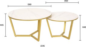 Komplet 2 okrągłych stolików glamour Modig M67, spiek/imitacja marmuru