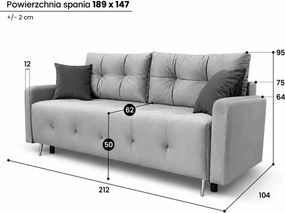 Kanapa Sorento - nowoczesna sofa z pojemnikiem na pościel i funkcją spania