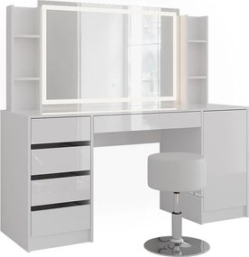 Stół do toalety biały/biały wysoki połysk 158.2x50.1x76 sherry