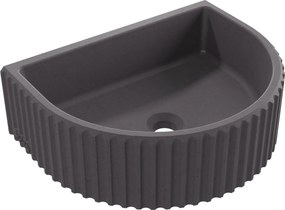 Umywalka betonowa podwieszana / nablatowa półokrągła bez otworu na baterię 45 x 36 cm MUSLIN | różne kolory : Kolor - Brązowy, Typ montażu - podwieszana