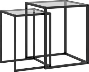 HOMCOM Zestaw 2 stolików bocznych, wsuwane stoliki nocne/kawowe z nogami ze stali, nowoczesne do salonu, czarny