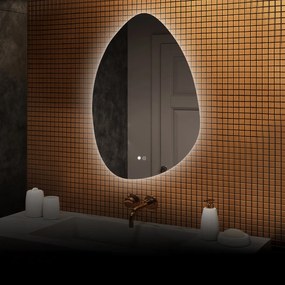 Lustro nieregularne z podświetleniem, 64×94 cm, Dual color, włącznik dotykowy, mata grzewcza