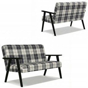 Sofa w stylu PRL retro vintage SOLER Family Meble krata granatowo biała