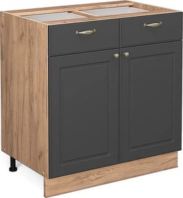 Szafka dolna do kuchni antracytowo-złoty 80x51.6x82 fame-line