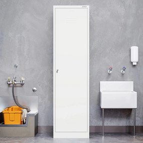 Metalowa szafa gospodarcza wąska Agnes 50x50x185 cm, biała