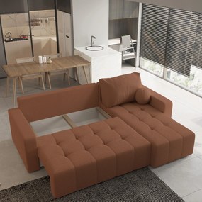 Masseno Narożnik VOLIRA z funkcją spania i pojemnikiem na pościel Narozniki L, Rozkładana sofa - Miedziany, QUELLE 54