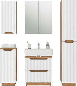 Zestaw mebli łazienkowych dąb/białe paski 59.8x32x62.5 lotta