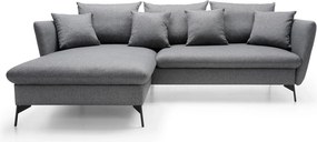 Masseno Narożnik FERRO z funkcją spania i pojemnikiem na pościel Narozniki L, Rozkładana sofa - Grafitowy, SOLID 99
