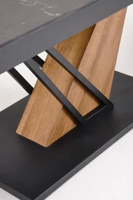 Stół rozkładany VOLANT 140(180)x90 czarny marmur/dąb złoty HALMAR