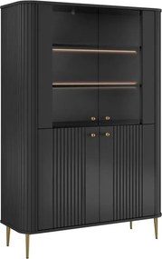 Witryna Vesper 103 cm czterodrzwiowa - czarny / złote nogi