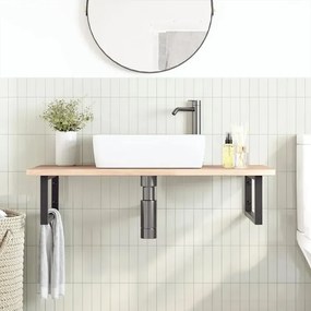 Naturalne drewno półka 100x50 czarne uchwyty - Bafo