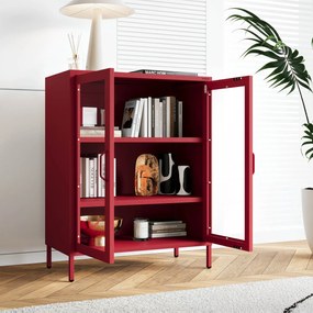 Witryna przeszklona niska czerwona: Modern GINA, 800 x 1015 x 400 mm