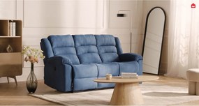 Kanapa 3 osobowa z funkcją relax elektryczna z szarą tapicerką - BUROLO