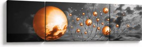 Obraz pomarańczowych abstrakcyjnych kul (170x50 cm)