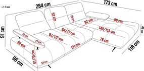 Narożnik FALCAO S układ L Lewostronny z funkcją RELAX w ktaninie AURORA 11 WERSAL