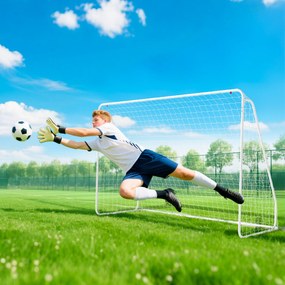 HOMCOM bramka do gry i treningu, odporna na UV, solidna, kotwy gruntowe, biały