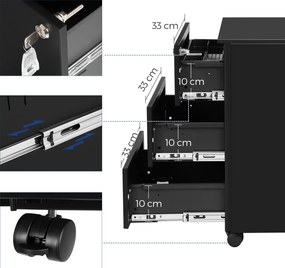 Szafka Czarna na Dokumenty, Kontenerek - OFC63BK