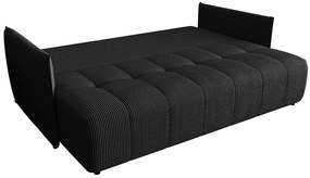 Czarna welurowa sztruksowa sofa rozkładana T8-L10