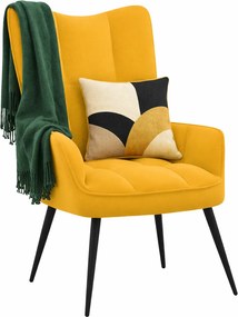 Musztardowy Pikowany Fotel Wypoczynkowy K5-D89