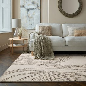 Brązowo-kremowy wełniany dywan 200x290 cm Abstract Swirl – Flair Rugs