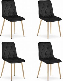 Krzesło Valora TYRA, kolor czarny aksamit, nogi z drewna x4