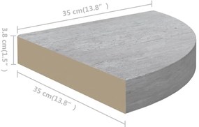Ścienna narożna półka szarość betonu W8-W91
