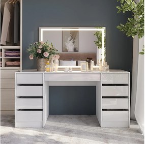 Stół toaletowy biały/biały wysoki połysk 158.2x50.1x76 sherry