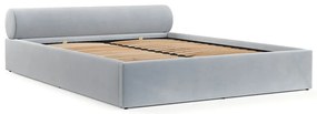 Jasnoszare tapicerowane łóżko dwuosobowe ze schowkiem ze stelażem 180x200 cm Solvo – Maison de Rêve