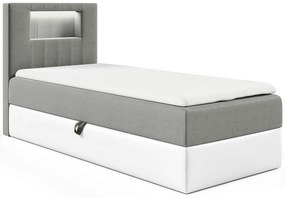 Szare łóżko pojedyncze z oświetleniem LED 3 rozmiary L7-W36