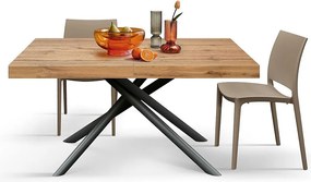 Stół drewniany, wykończenie dębowe, podstawa metalowa w kolorze antracytowym, 180×90–260×90 - CARRARA