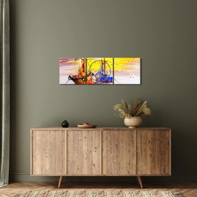Obraz - Obraz statku (z zegarem) (90x30 cm)