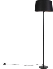Lampa stojąca czarna z abażurem z lnu w kolorze czarnym 45 cm - Simplo