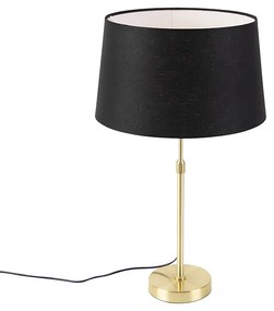 Lampa stołowa złota/mosiężna z czarnym abażurem z lnu 35 cm - Parte Nowoczesny Oswietlenie wewnetrzne