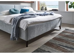 Jasnoniebieskie tapicerowane łóżko dwuosobowe ze stelażem 160x200 cm Piano – Meise Möbel