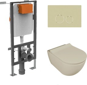Zestaw LERA stelaż podtynkowy WC z miską wiszącą LERA i przyciskiem w kolorze Ivory