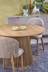 Stół Okrągły do jadalni rozkładany MDF kolor naturalny 120-210/120/77 cm FARGO