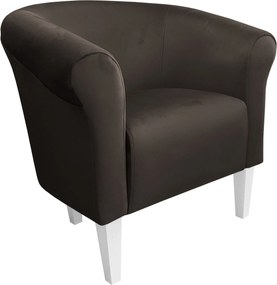 Fotel Milo tkanina Welur wygodny fotel tapicerowany do salonu i sypialni : Kolor nogi - Biała, Kolor tkaniny - VELVET - MG05, Wysokość nogi - 20 cm