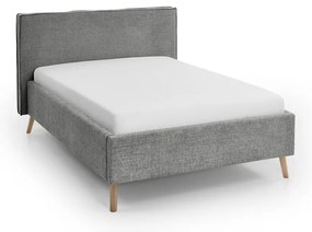 Szare tapicerowane łóżko dwuosobowe ze schowkiem i stelażem 140x200 cm Riva – Meise Möbel