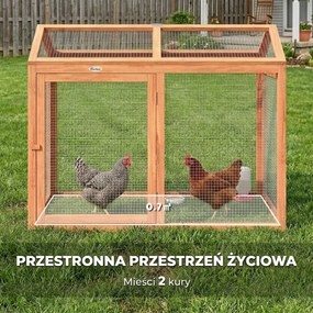 PawHut Kurnik Woliera z Grzędą i Podwójnymi Drzwiami, z Drewna i Metalu, dla 2 Kur, 104 x 70,5 x 84 cm, Pomarańczowy | Aosom PL
