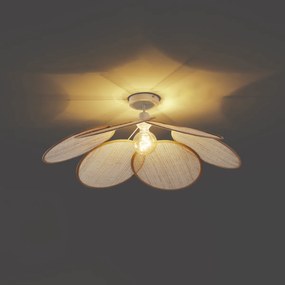 Lampa sufitowa Japandi kremowa z lnianym abażurem - Aisha