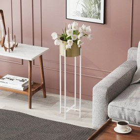 Metalowy stojak na kwiaty GED-025-C Loft, biały/złoty