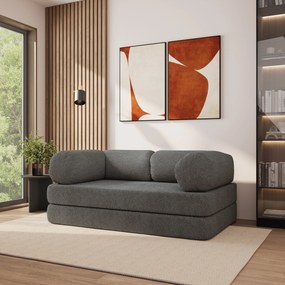 Masseno Sofa piankowa EIREN z funkcją spania, Kanapa z pianki do salonu, Bezmontażowa, Tkanina bucle – Szary QUELLE 92