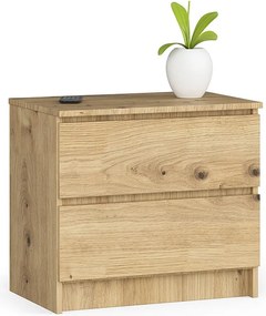 Szafka nocna AKORD K60 Dąb Artisan 60 cm 2 szuflady kolor Dąb Artisan mat 60x40x55 cm