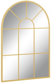 HOMCOM Lustro Ścienne, Projekt Okna, Lustro Korytarzowe, Metalowa Rama, 91 x 60 cm, Złote