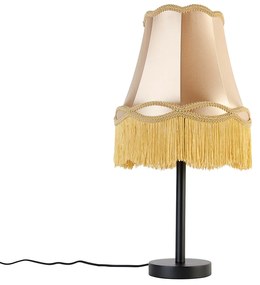 Klasyczna lampa stołowa czarna z abażurem granny gold 30 cm - Simplo klasyczny/Antyczny Oswietlenie wewnetrzne